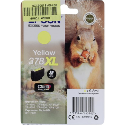 C13T37944020 Картридж Epson Singlepack Yellow 378XL Claria Photo HD Ink C13T37944020 Картридж Epson Singlepack Yellow 378XL Claria Photo HD Ink