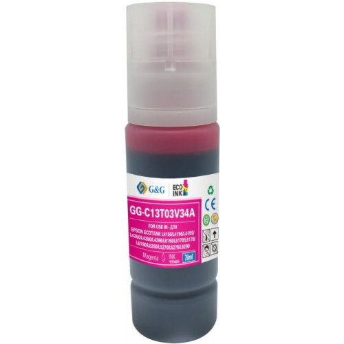 Чернила G&G GG-C13T03V34A 101M пурпурный70мл для Epson L4150/<wbr>L4160/<wbr>L6160/<wbr>L6170 Чернила G&G GG-C13T03V34A 101M пурпурный70мл для Epson L4150/<wbr>L4160/<wbr>L6160/<wbr>L6170