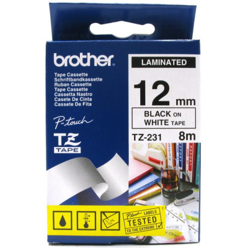 Brother <TZ(e)-231> ламинированная лента для печати этикеток (ширина 12мм, 8м, чёрный на белом) Brother <TZ(e)-231> ламинированная лента для печати этикеток (ширина 12мм, 8м, чёрный на белом)