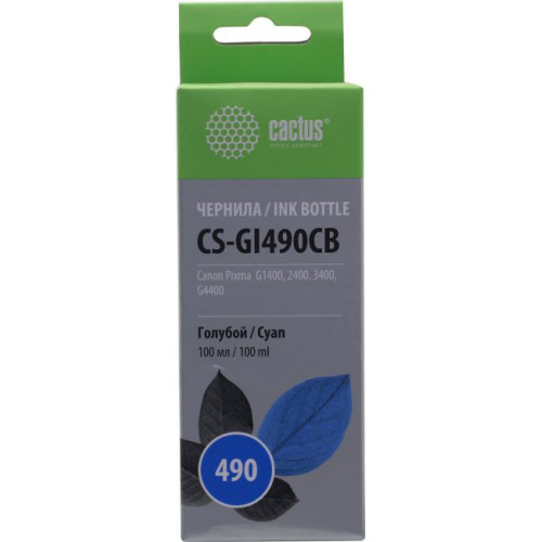 Чернила Cactus CS-GI490CB Cyan для Canon Pixma G1400/<wbr>G2400/<wbr>G3400/<wbr>G4400 (100мл) Чернила Cactus CS-GI490CB Cyan для Canon Pixma G1400/<wbr>G2400/<wbr>G3400/<wbr>G4400 (100мл)