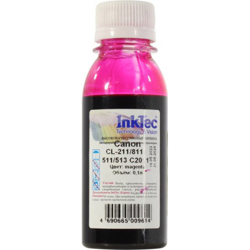 Чернила InkTec <C2011 Magenta 100мл> для Canon CL-211/<wbr>811/<wbr>511/<wbr>513 Чернила InkTec <C2011 Magenta 100мл> для Canon CL-211/<wbr>811/<wbr>511/<wbr>513