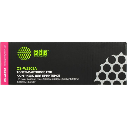 К-ж лазерный Cactus CS-W2303A W2303A пурпурный (1800стр.) для HP CLJ Pro 4203cdn/<wbr>4203dn/<wbr>4203dw/<wbr>4303dw/<wbr>4303fdn/<wbr>4303fdw К-ж лазерный Cactus CS-W2303A W2303A пурпурный (1800стр.) для HP CLJ Pro 4203cdn/<wbr>4203dn/<wbr>4203dw/<wbr>4303dw/<wbr>4303fdn/<wbr>4303fdw