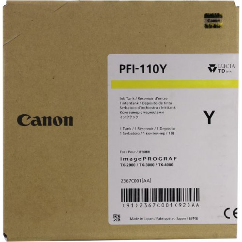Картридж Canon PFI-110Y Yellow для iPF TX-2000/<wbr>3000/<wbr>4000 Картридж Canon PFI-110Y Yellow для iPF TX-2000/<wbr>3000/<wbr>4000