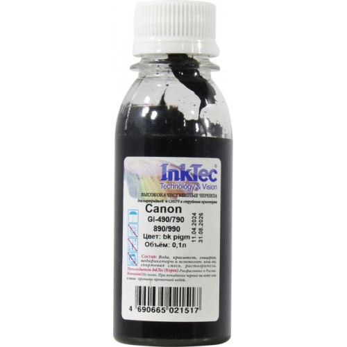 Чернила InkTec <GI-490/<wbr>790 Bk pigm 100мл> для Canon GI-490/<wbr>790/<wbr>890/<wbr>990 Чернила InkTec <GI-490/<wbr>790 Bk pigm 100мл> для Canon GI-490/<wbr>790/<wbr>890/<wbr>990