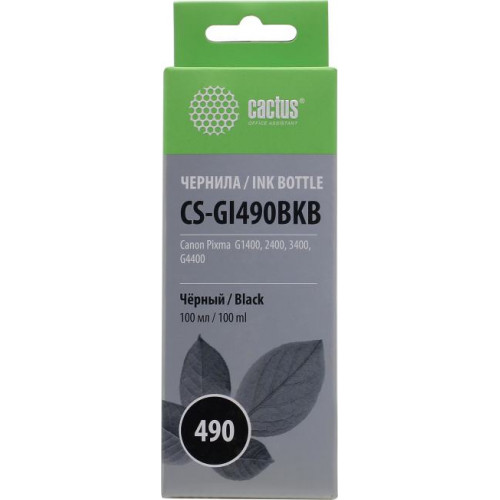 Чернила Cactus CS-GI490BKB Black для Canon Pixma G1400/<wbr>2400/<wbr>3400/<wbr>4400 (100мл) Чернила Cactus CS-GI490BKB Black для Canon Pixma G1400/<wbr>2400/<wbr>3400/<wbr>4400 (100мл)