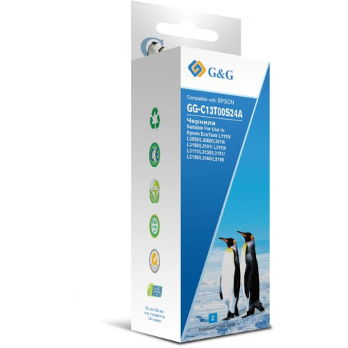 Чернила G&G GG-C13T00S24A Cyan (70мл) для EPS L1110/<wbr>3100/<wbr>3101/<wbr>3110/<wbr>3111/<wbr>3150/<wbr>3151/<wbr>3160/<wbr>5190 Чернила G&G GG-C13T00S24A Cyan (70мл) для EPS L1110/<wbr>3100/<wbr>3101/<wbr>3110/<wbr>3111/<wbr>3150/<wbr>3151/<wbr>3160/<wbr>5190