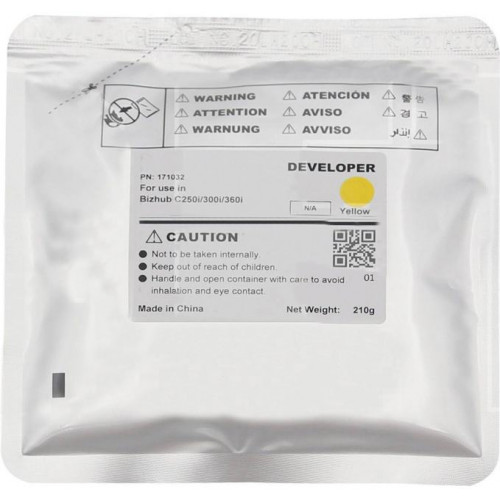 CET171032 Девелопер для KONICA MINOLTA Bizhub C250i/<wbr>300i/<wbr>360i (CET) Yellow, 210г, 1000000 стр., CET171032 CET171032 Девелопер для KONICA MINOLTA Bizhub C250i/<wbr>300i/<wbr>360i (CET) Yellow, 210г, 1000000 стр., CET171032